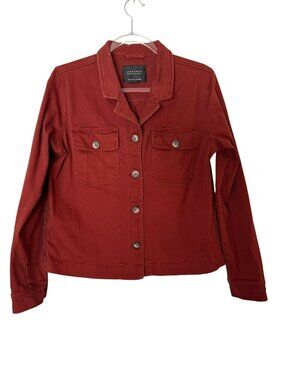 Sanctuary Rust Red Cotton Blend Button-Down Jacket Size S